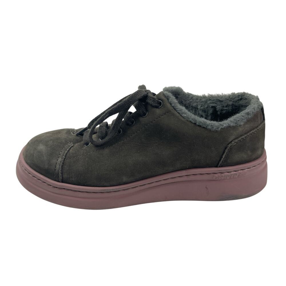 Camper Women's Green Shearling Low Top Lace Up Round Toe Sneakers Shoes Size 7